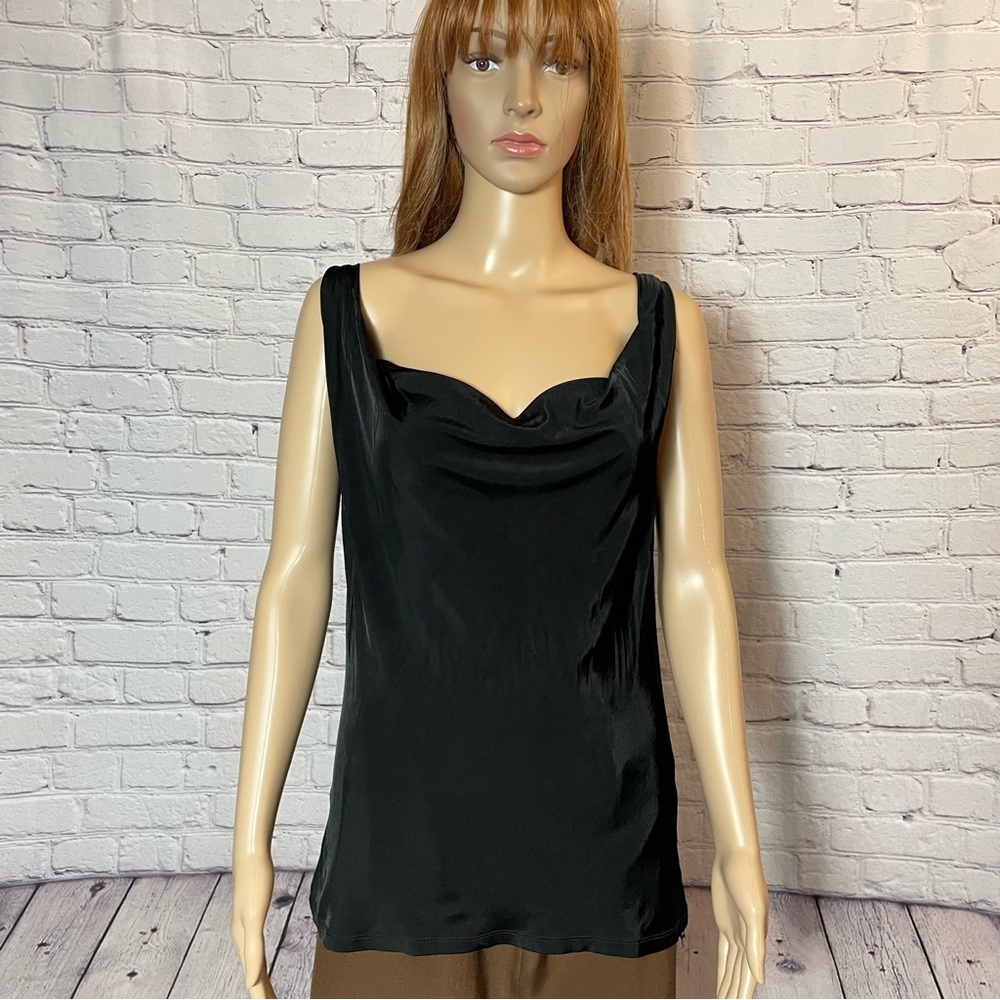 Iceberg Black Cowl Neck Viscose Sleeveless Tank Top Made In Italy Size L